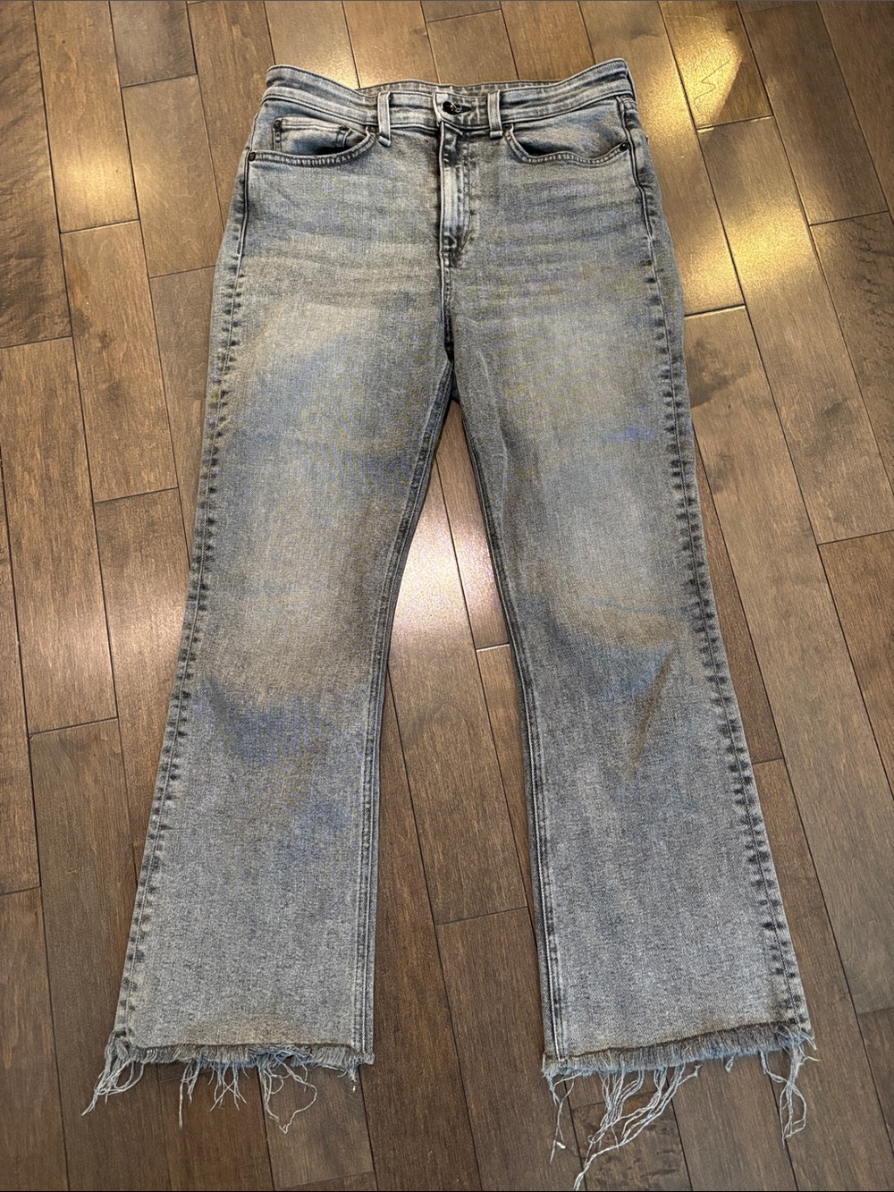 rag & bone Light Grey Wash Frayed Hem Jeans